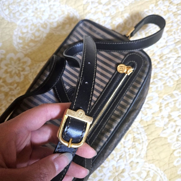 Fendi Pequin Striped Canvas Crossbody Bag - Picture 11 of 16